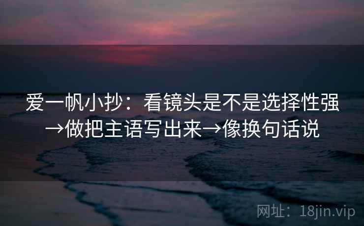 爱一帆小抄：看镜头是不是选择性强→做把主语写出来→像换句话说
